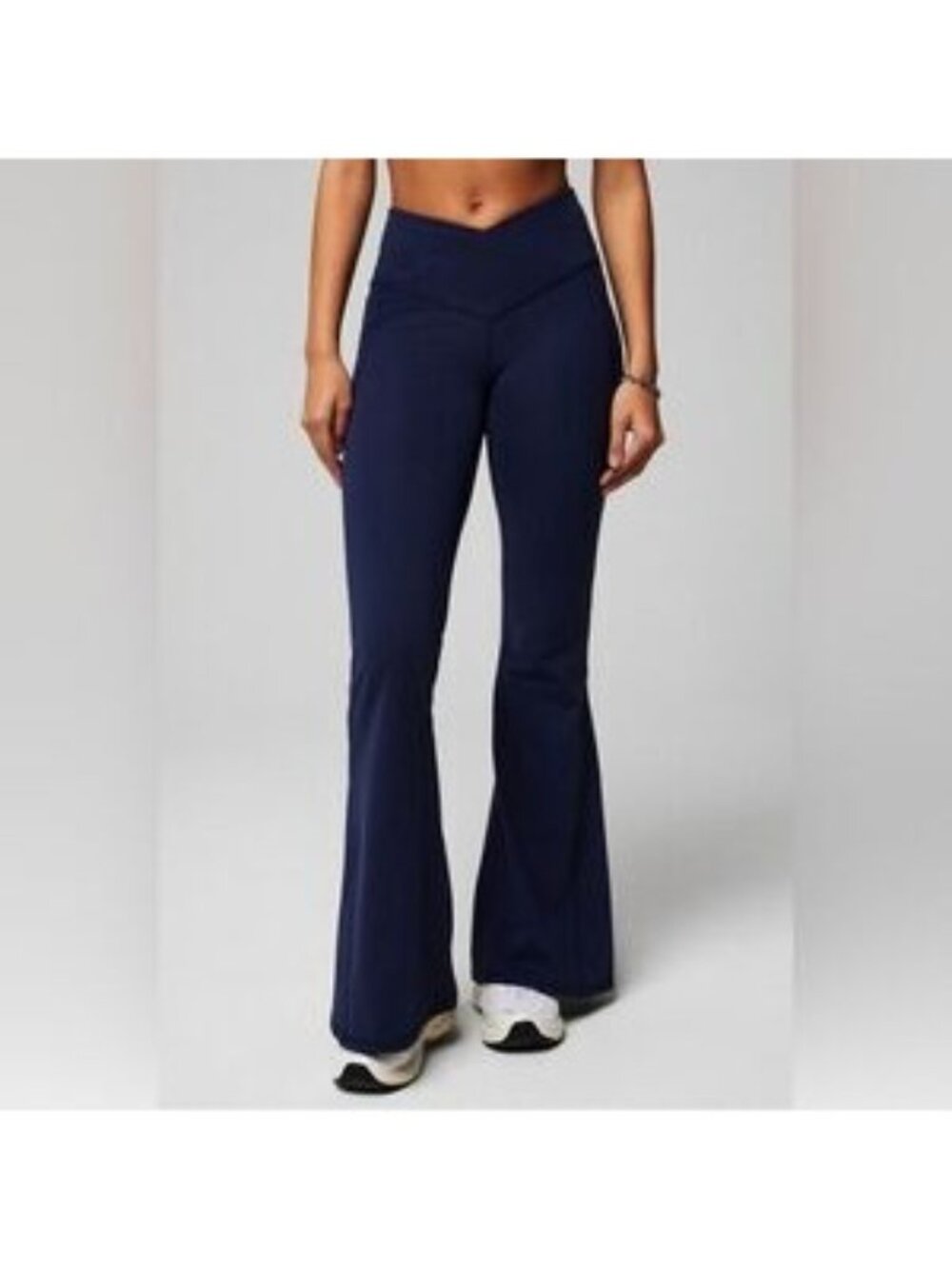 Fabletics Women's Pure Luxe High Waisted Crossover Flare Pants Navy Size L NWT
